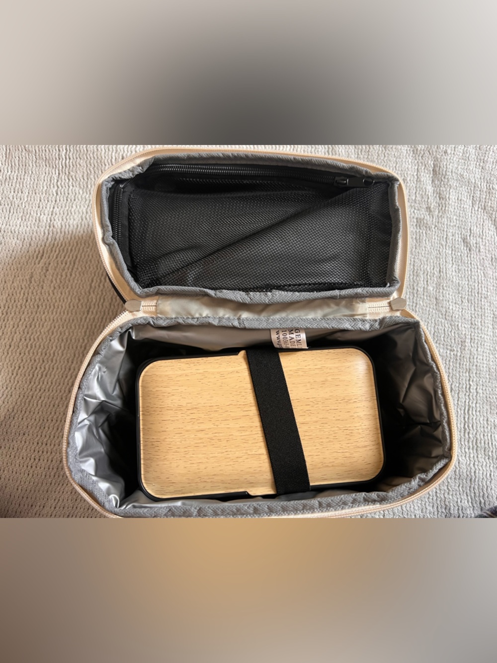 Gemline Black Lunch Bag with Cream Trim and Handles